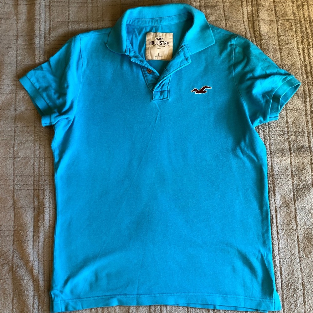 Hollister Large Teal Turquoise Blue Polo